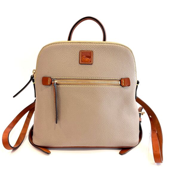 Dooney & Bourke Handbags - Dooney & Bourke Taupe Pebbled Leather Backpack Purse - Like New